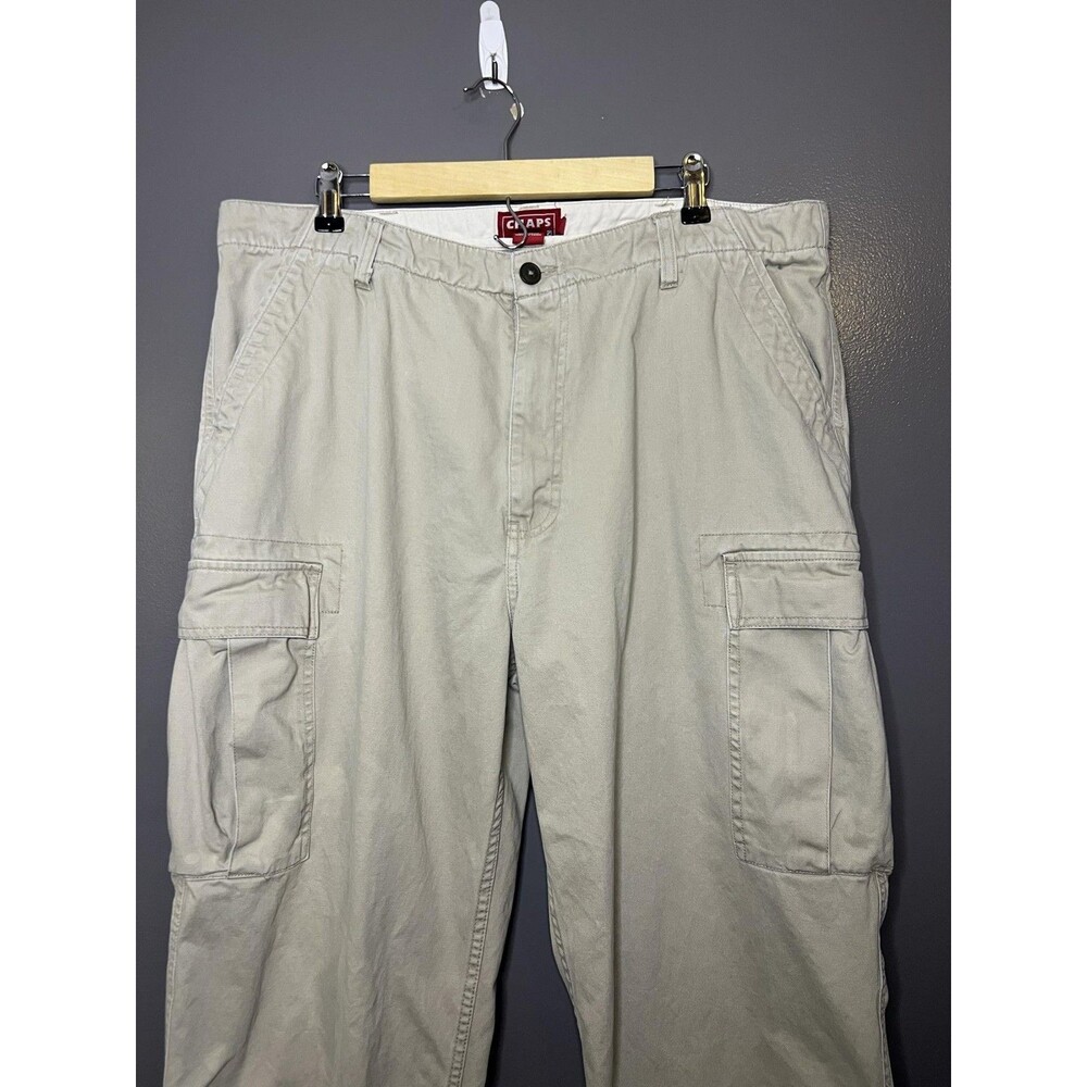 Chaps Cargo Pants Mens 38x30 Beige 100% Cotton Relaxed Fit Workwear Utility